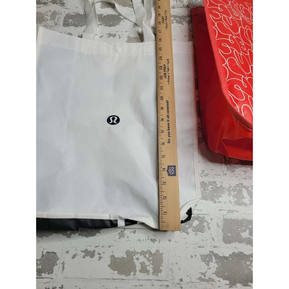 Lululemon‎ Large Reusable Bags Set of 2 White and Red
